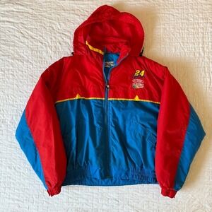 Vintage Jeff Gordon DuPont 24 NASCAR Racing Jacket Red Blue Windbreaker
